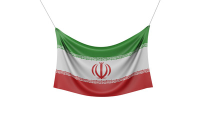 Wall Mural - Iran national flag hanging fabric banner. 3D Rendering