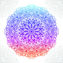 Mandala Gradient Background In Purple, Red And Blue, Free Vector