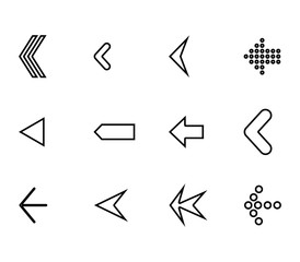 Wall Mural - Set of different designed arrows. Simple black flat vector icons