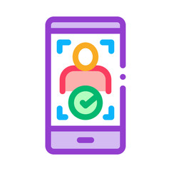 Sticker - Phone Person Verification Icon Vector. Outline Phone Person Verification Sign. Isolated Contour Symbol Illustration