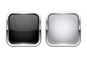 Wall Mural - push buttons. glass square icons with chrome frame