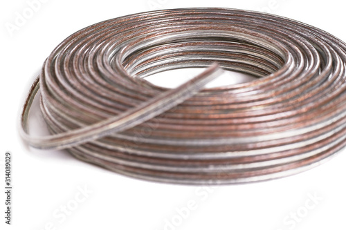 Fotomural Audio cable lies on a white background