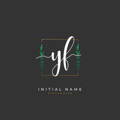 Handwritten initial letter Y F YF for identity and logo. Vector logo template with handwriting and signature style.