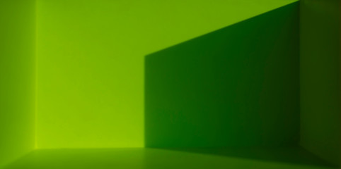 Refraction of light and shadow, green, fresh inside the building of architecture