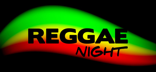 Wall Mural - Reggae night party background with rasta color wave on black