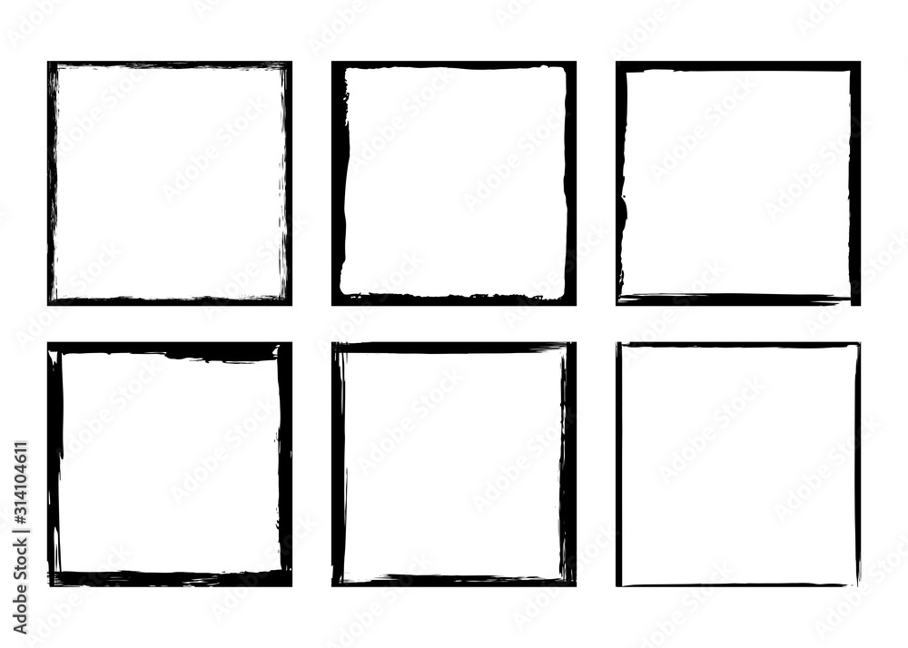 Vector illustration. Set of frames in grunge style. Dirty frame with a ...