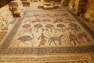 Canvas Print - Mt Nebo Church Floor Mosaic Jordan