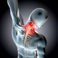 Wall Mural - 3D render of a medical  neck in pain