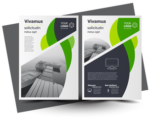Wall Mural - Flyer brochure design, business flyer size A4 template, creative leaflet, trend cover sphere disc green color
