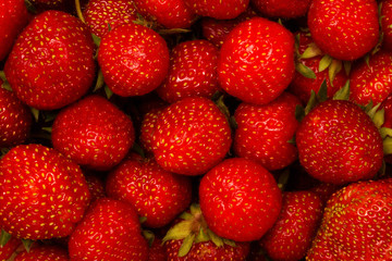 Wall Mural - Ripe strawberries closeup. Background, textures