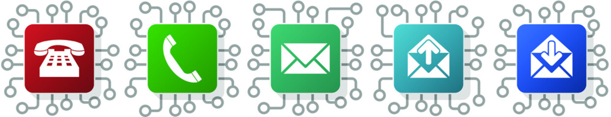 Poster - Set of phone and email icons for webdesign and mobile applications, cpu, chip concept vector illustration