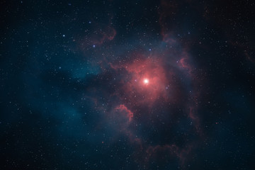 Wall Mural - deep space galaxy with red and blue nebula