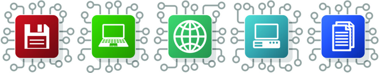 Poster - Set of computer, notebook and globe icons for webdesign and mobile applications, cpu, chip concept vector illustration