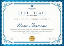 Exclusive New Certificate. Template Diploma Currency Border. Award Background Gift Voucher. Vector Illustration.
