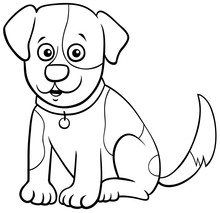Spotted Puppy Cartoon Character Coloring Book Page