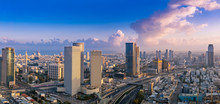 Tel Aviv Skyline At Sunset,  Tel Aviv Cityscape Panorama, Israel