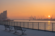 Waterfront Of Hamburg In The Early Morning
