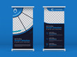 blue vertical banner or roll up banner template, with an elegant style for business and corporate
