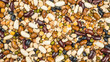 Beans of bean. Background of many grains of dried beans. Brown beans texture. Food background.