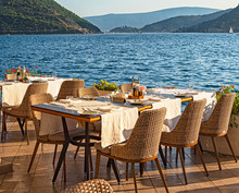 Beautiful Restaurant At The Sea, Afternoon, Eating Out Concept