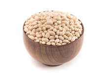 Bowl Of Dry Navy Beans Isolated On A White Background