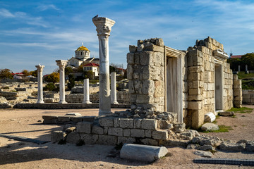 Ruins of the ancient city of Tauric Chersonesus.Crimea.