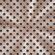 Abstract shiny metal background in bronze color with circular brushed texture and round holes