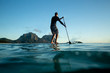 man Stand Up paddle boarding on Calm sea water Lord Howe Island