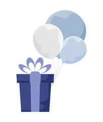 Sticker - Isolated gift with bowtie and balloons vector design