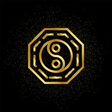 Yin Yang Gold Icon. Vector Illustration Of Golden Particle Background.. Spiritual Concept Vector Illustration