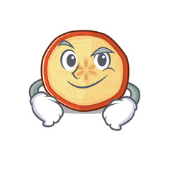 Sticker - Cool apple chips mascot character with Smirking face