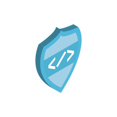 Isolated website code inside shield vector design