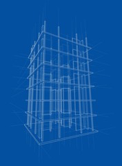 Wall Mural - Drawing of a house under construction. Vector