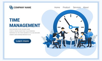 Wall Mural - time management concept with people planning a schedule.business leadership, partnership, team work.