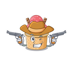 Poster - Ice cream sundae dressed as a Cowboy having guns