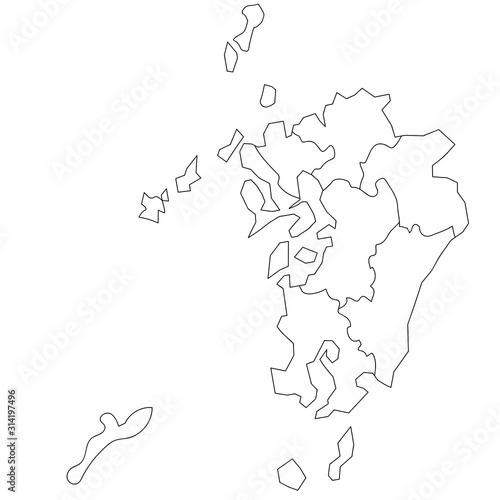 九州 沖縄 ブロック別白地図 Stock Vector Adobe Stock 九州 沖縄 ブロック別白地図 Stock Vector Adobe Stock