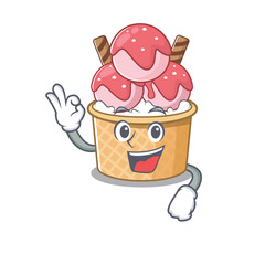 Wall Mural - A picture of ice cream sundae making an Okay gesture