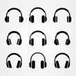 Set of headphones icon symbol vector illustration.