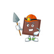 Cool clever Miner one bite chocolate bar cartoon character design