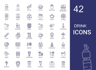 Wall Mural - drink icons set