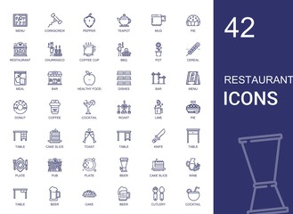 Sticker - restaurant icons set