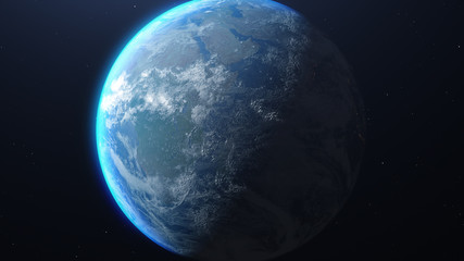 Wall Mural - Earth and galaxy. Elements of this image furnished by NASA. 3d illustration.