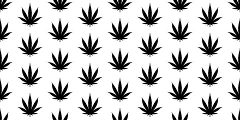 Wall Mural - Weed seamless pattern Marijuana vector cannabis leaf scarf isolated tile background repeat wallpaper illustration design