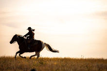 Cowgirl Galloping Silhouette