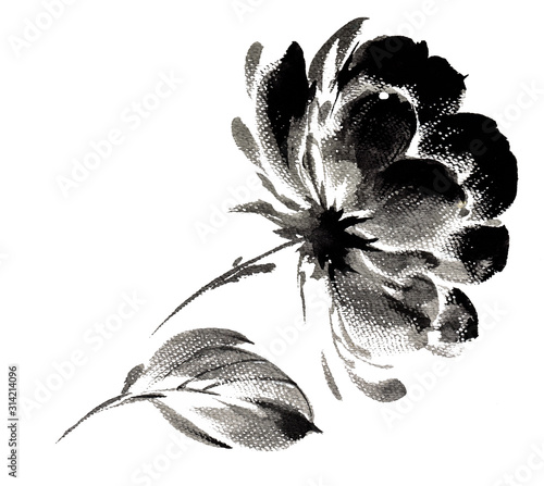 peony-painted-with-a-brushstroke-effect-black-white