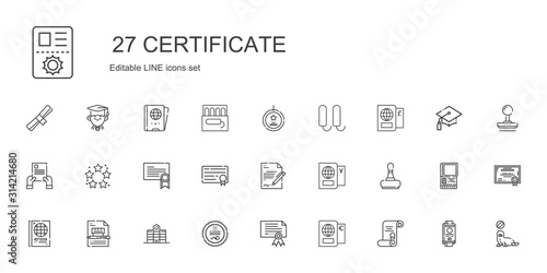 Fotografía certificate icons set