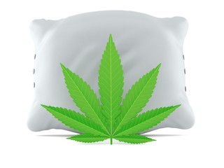 Wall Mural - Cannabis leaf with pillow