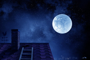 it is fullmoon . mixed media