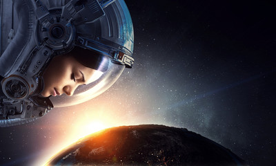 Wall Mural - exploring outer space. mixed media