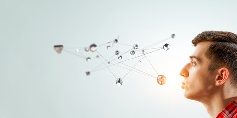 Wall Mural - wireless interaction and connection . mixed media
